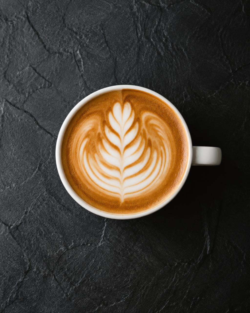 Flat white with rosetta latte art